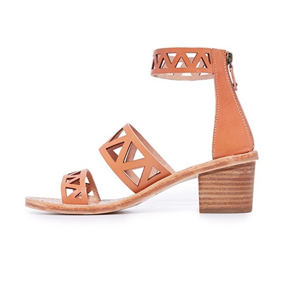 Dempsey Geo Genuine Leather Kitten Heel Sandal - Picture 2 of 3